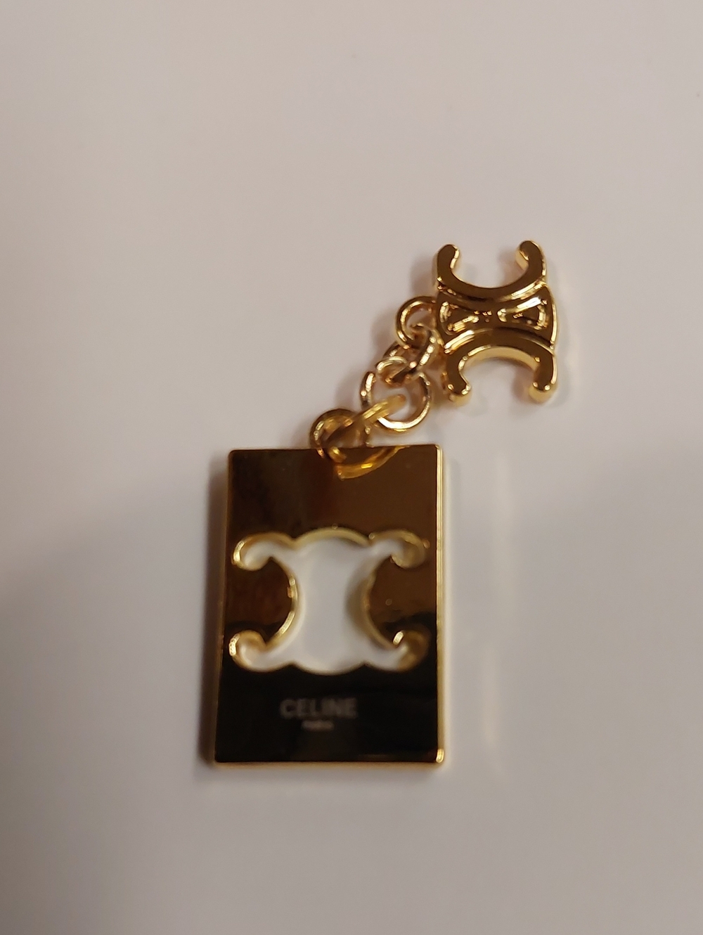 Celine Gold Double Triomphe Charm Pendant
